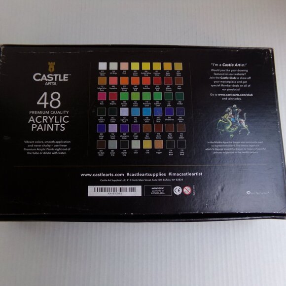 Castle Arts 48 Premium Quality Acrylic Paint And Brushes - Picture 7 of 16